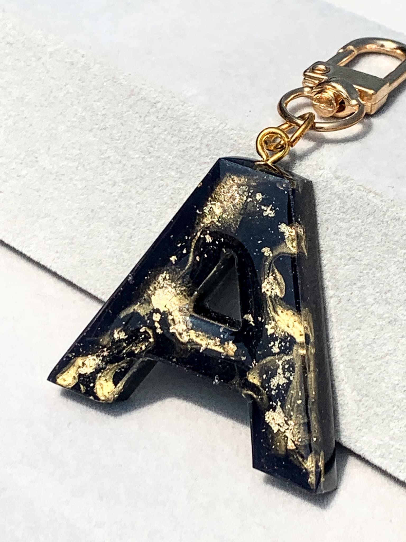 字母滴膠匙扣 - 黑金系列A