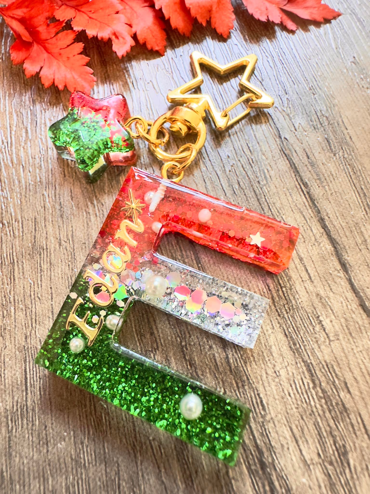 聖誕字母滴膠匙扣 - E