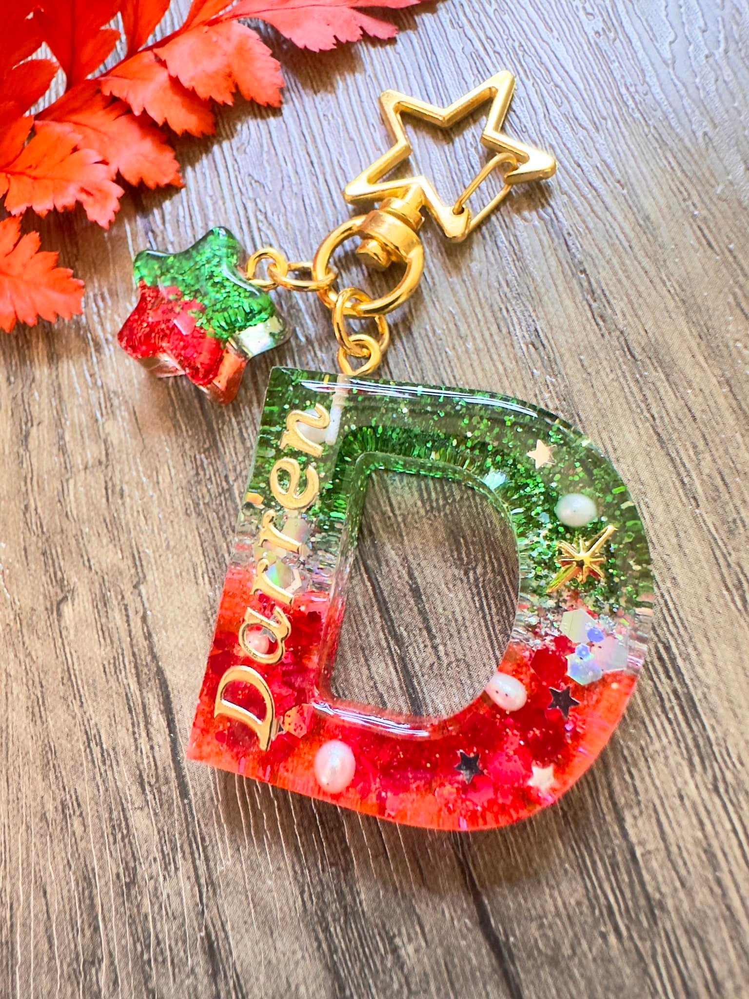 聖誕字母滴膠匙扣 - D