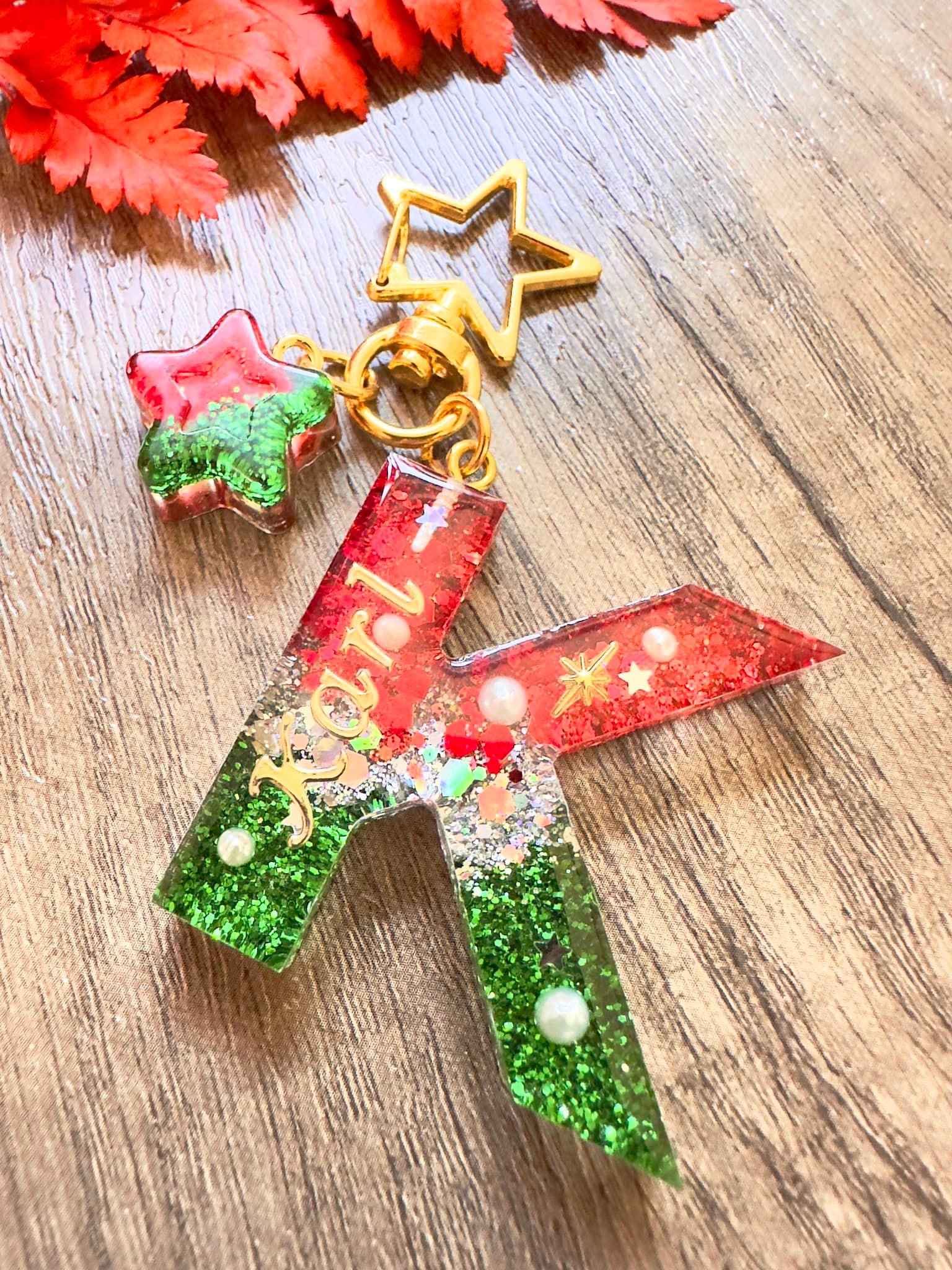 聖誕字母滴膠匙扣 - K